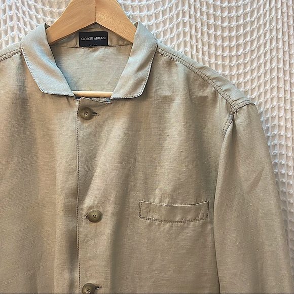 Giorgio Armani Other - Giorgio Armani Silk Linen Blend Unique Collar Vintage Long Sleeve Button Down